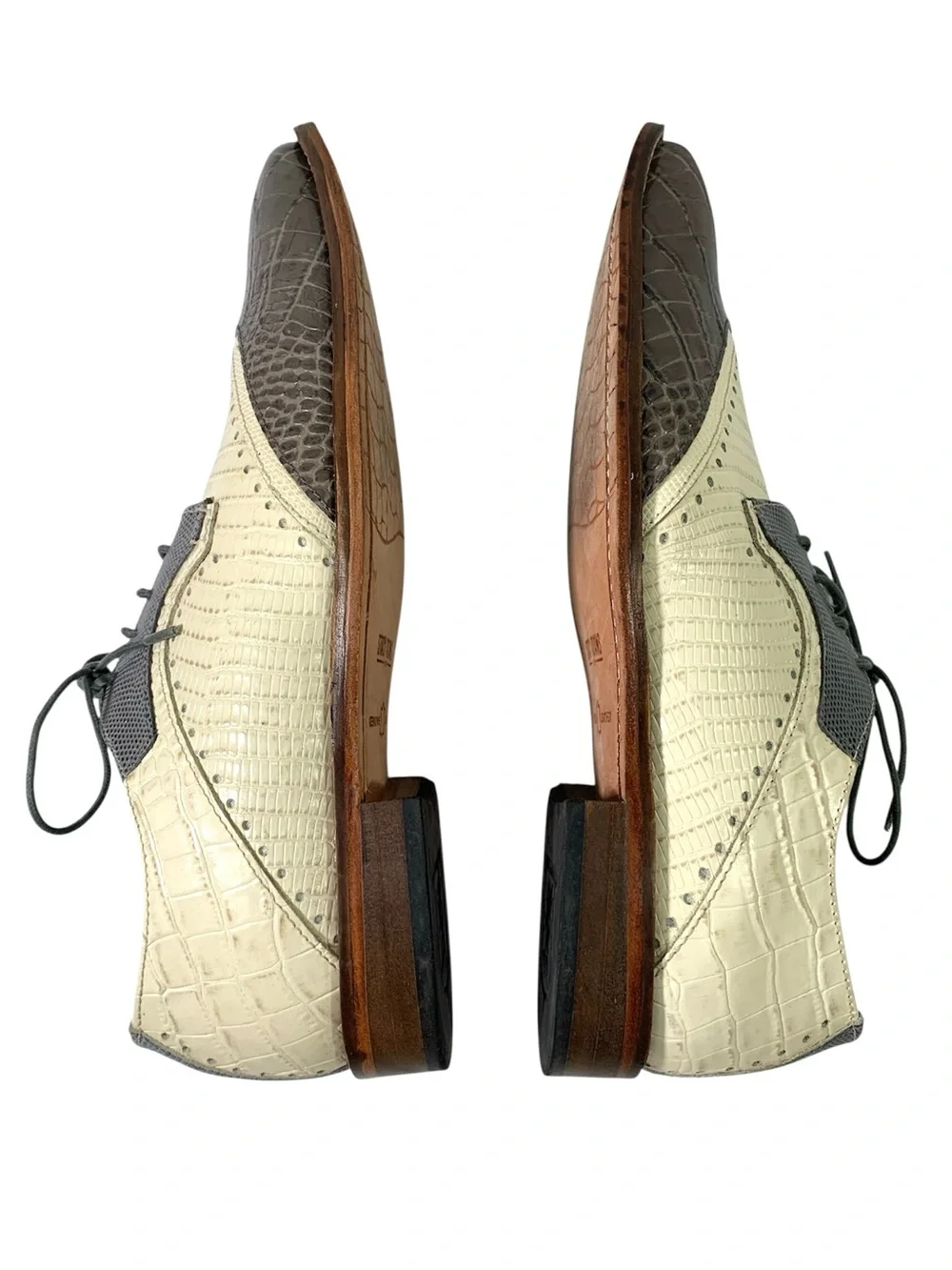 Stacy Adams Gregorio Men's 25473 Wingtip Oxford Grey Cream Size 10.5 M